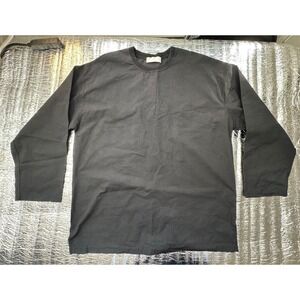 Clear Black Long Sleeve Crew Neck Top Made in Korea Back Seam Detail Mens XL